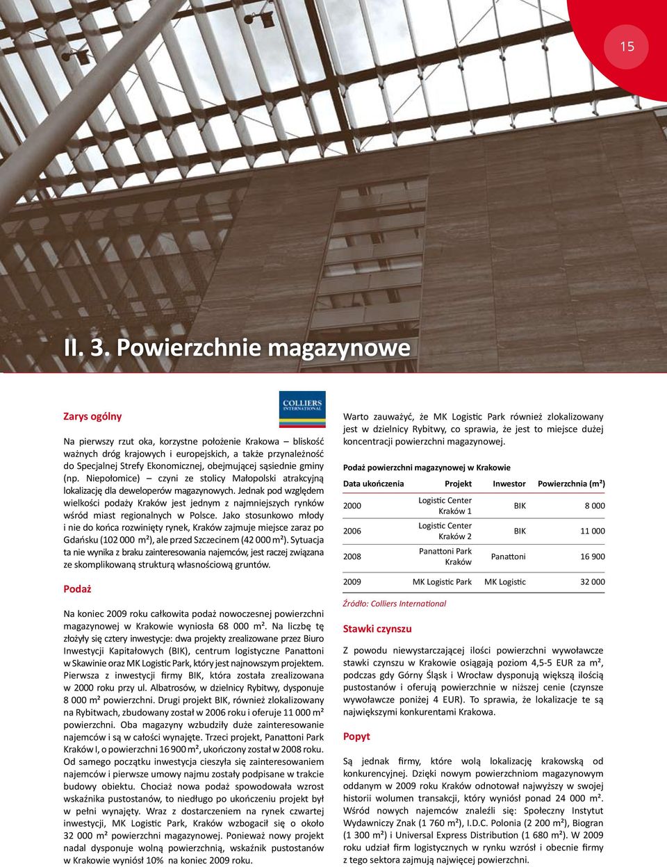 obejmującej sąsiednie gminy (np. Niepołomice) czyni ze stolicy Małopolski atrakcyjną lokalizację dla deweloperów magazynowych.