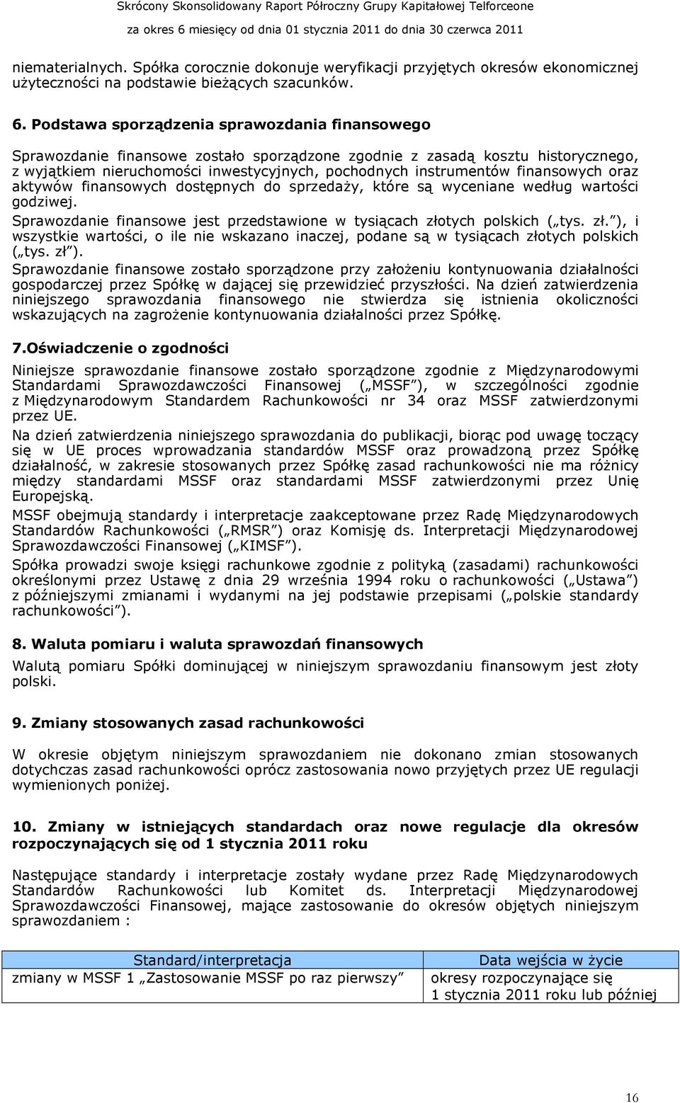 finansowych oraz aktywów finansowych dostępnych do sprzedaŝy, które są wyceniane według wartości godziwej. Sprawozdanie finansowe jest przedstawione w tysiącach zło