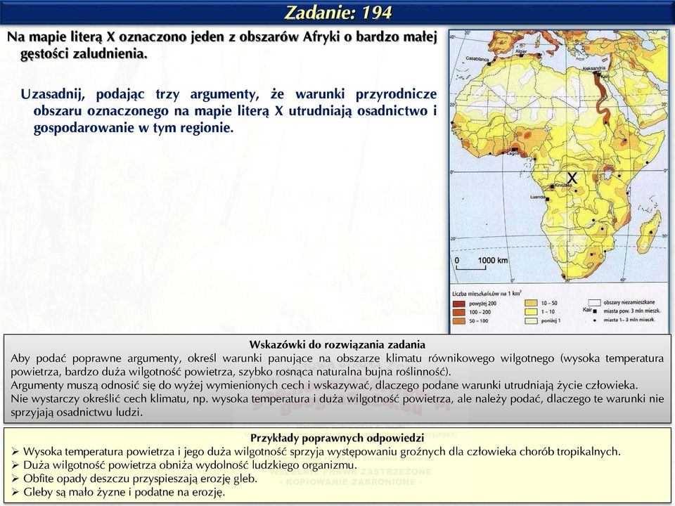 Aby podać poprawne argumenty, określ warunki panujące na obszarze klimatu równikowego wilgotnego (wysoka temperatura powietrza, bardzo duża wilgotność powietrza, szybko rosnąca naturalna bujna