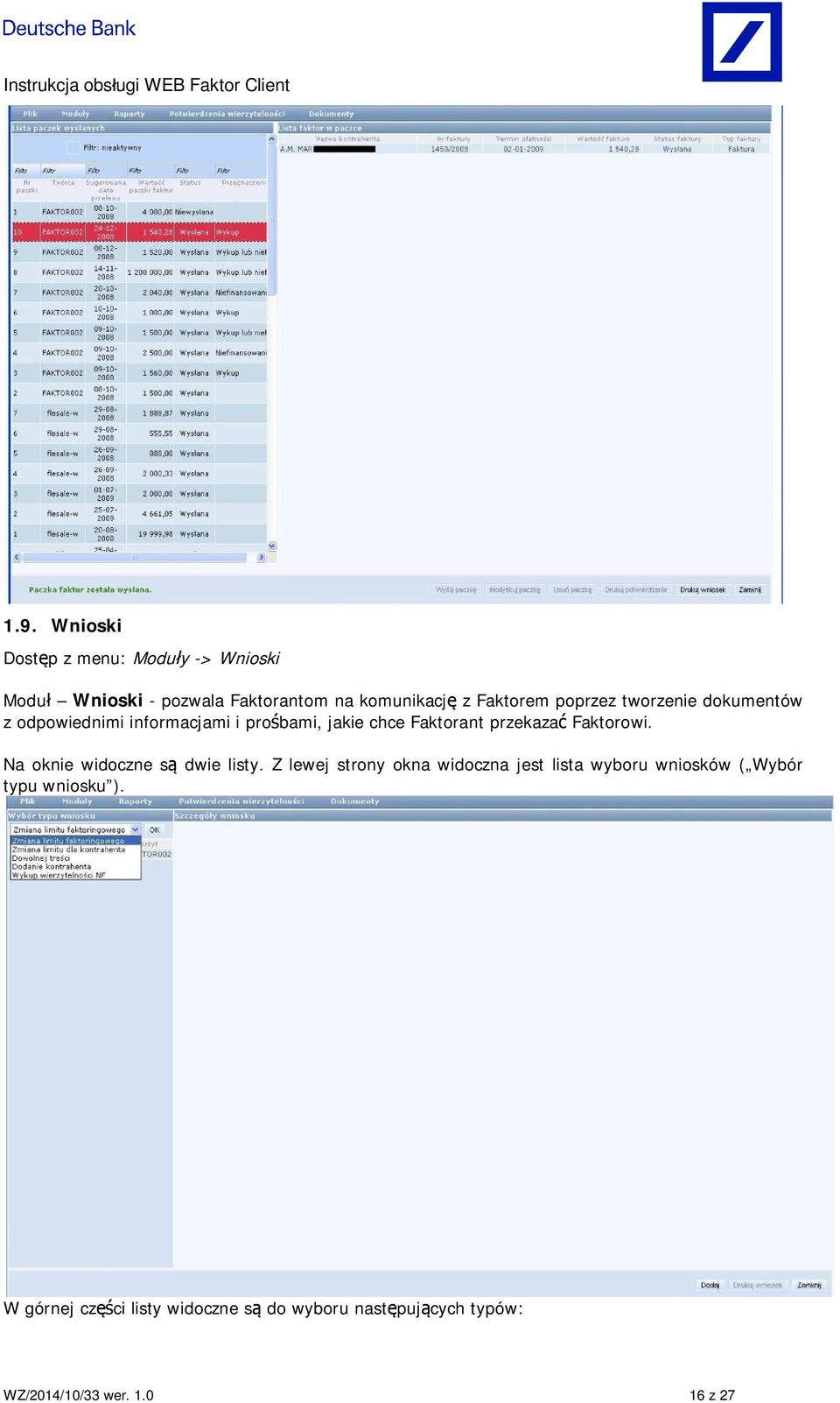 Faktorowi. Na oknie widoczne s dwie listy.
