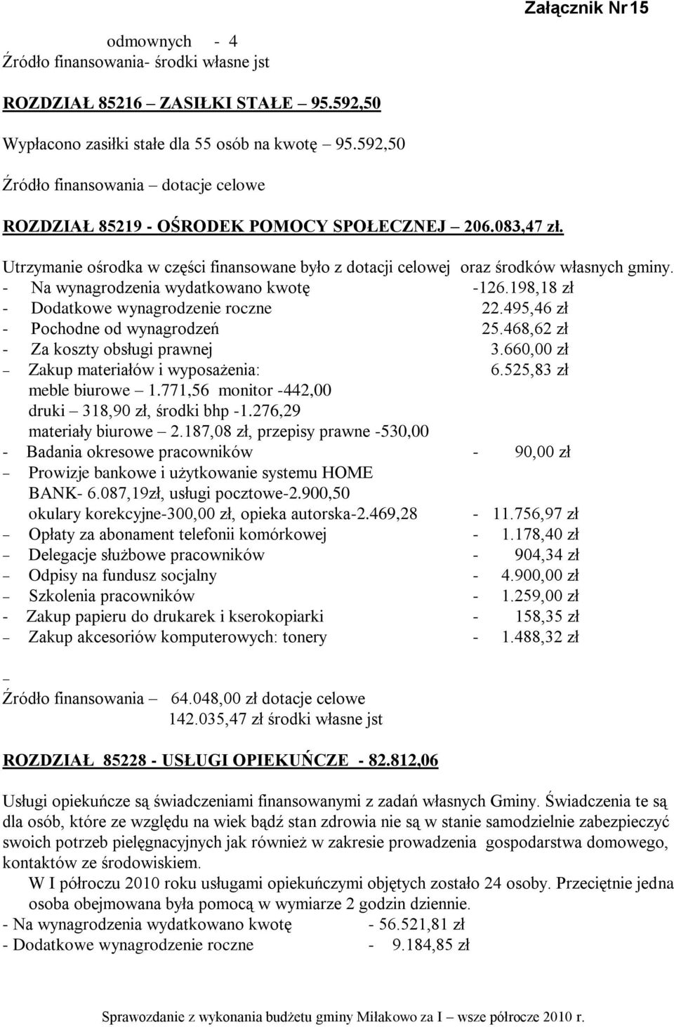 - Na wynagrodzenia wydatkowano kwotę -126.198,18 zł - Dodatkowe wynagrodzenie roczne 22.495,46 zł - Pochodne od wynagrodzeń 25.468,62 zł - Za koszty obsługi prawnej 3.