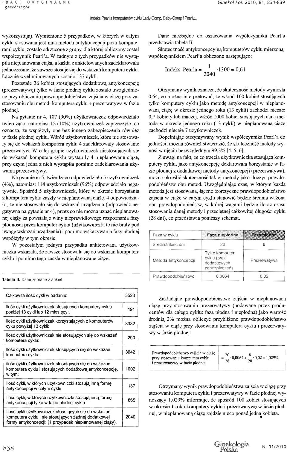 W adnym z tych przypadków nie wyst¹pi³a nieplanowana ci¹ a, a ka da z ankietowanych zadeklarowa³a jednoczeœnie, e zawsze stosuje siê do wskazañ komputera cyklu.