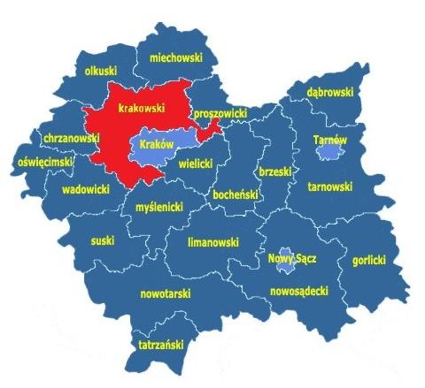 Pod względem wielkości powierzchni Powiat zajmuje czwarte miejsce w województwie, po powiatach nowosądeckim (1 549 km 2 ), nowotarskim (1 474 km 2 ) oraz tarnowskim (1 411 km 2 ).