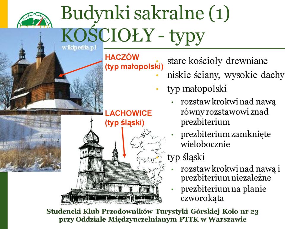 prezbiterium zamknięte wielobocznie typ śląski rozstaw krokwi nad nawą i prezbiterium niezależne prezbiterium na