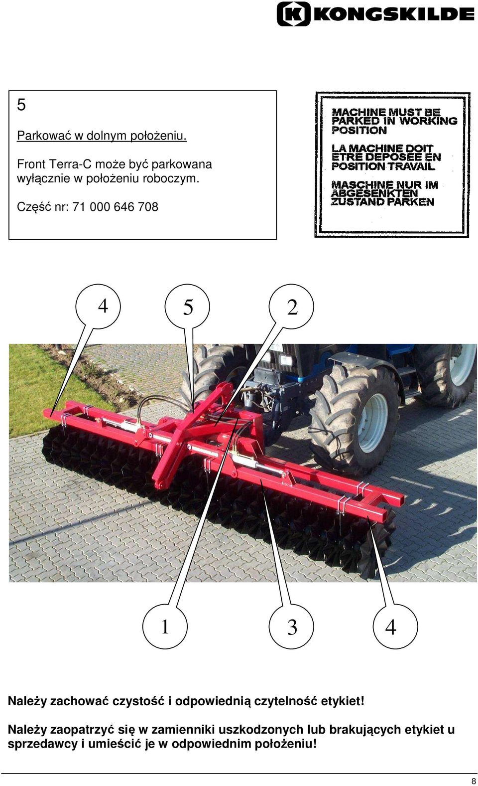 Część nr: 71 000 646 708 4 5 2 1 3 4 Należy zachować czystość i odpowiednią