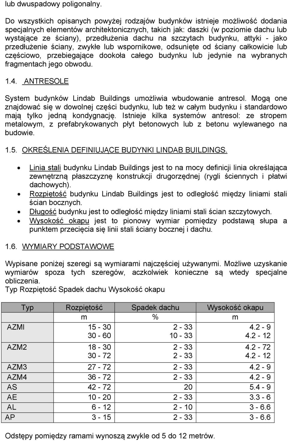 dachu na szczytach budynku, attyki - jako przedłużenie ściany, zwykłe lub wspornikowe, odsunięte od ściany całkowicie lub częściowo, przebiegające dookoła całego budynku lub jedynie na wybranych