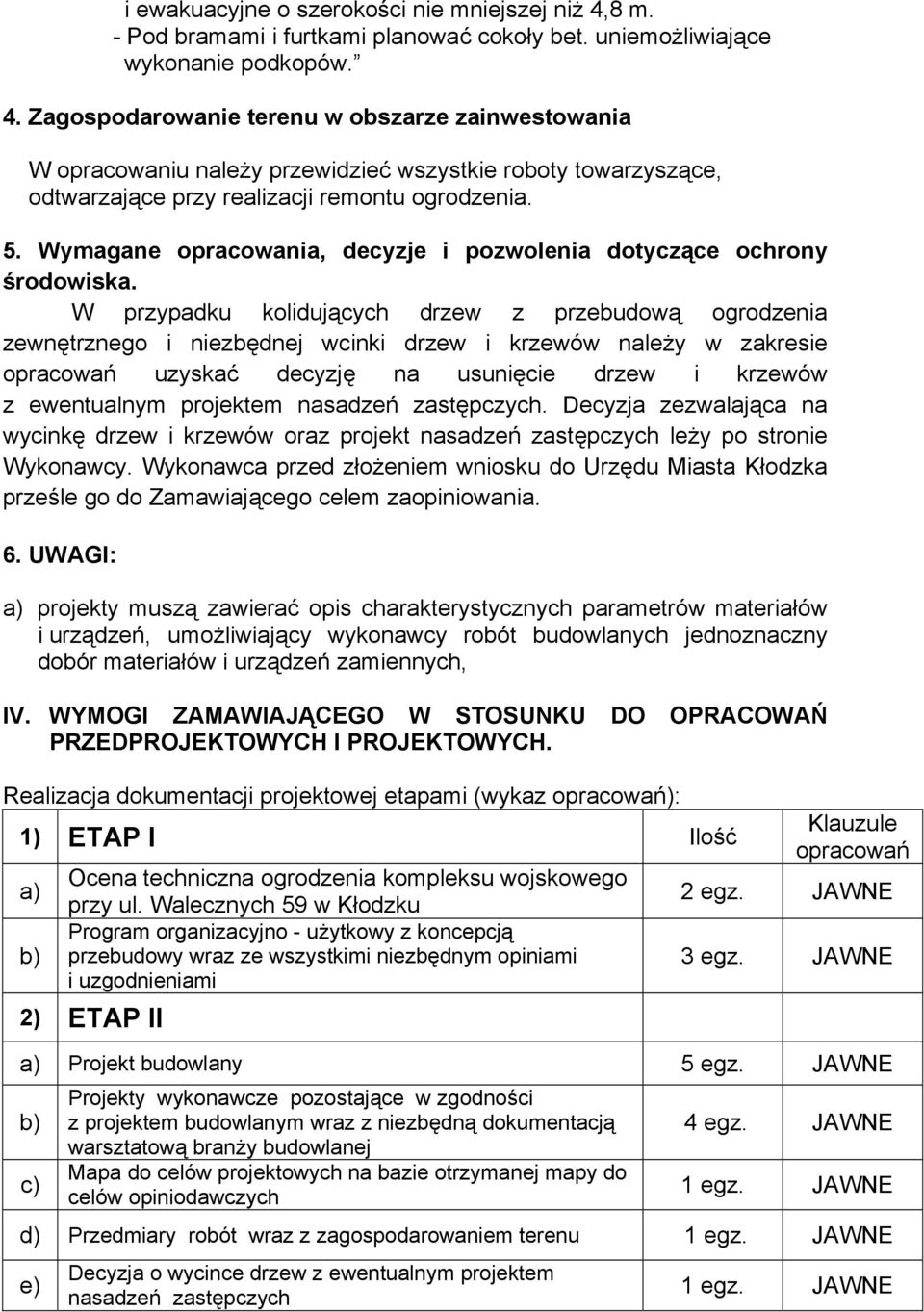 Zagospodarowanie terenu w obszarze zainwestowania W opracowaniu należy przewidzieć wszystkie roboty towarzyszące, odtwarzające przy realizacji remontu ogrodzenia. 5.
