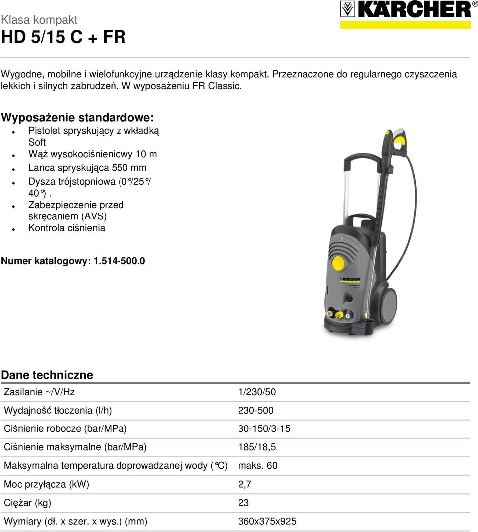 Zabezpieczenie przed skręcaniem (AVS) Kontrola ciśnienia Numer katalogowy: 1.514-500.