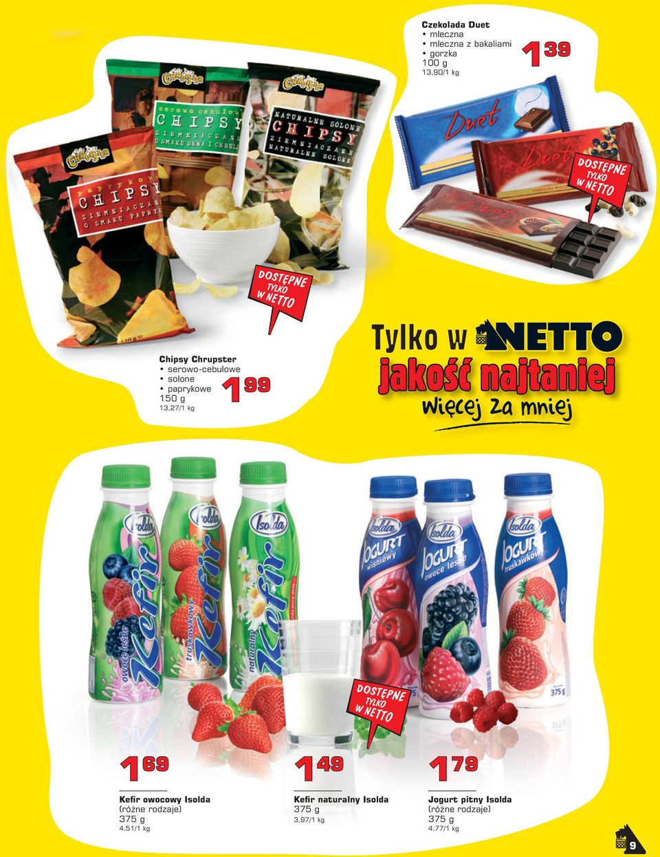 1 13,27/1 kg 1 69 Kefir owocowy Isolda 375 g 4,51/1 kg 1 49 Kefir