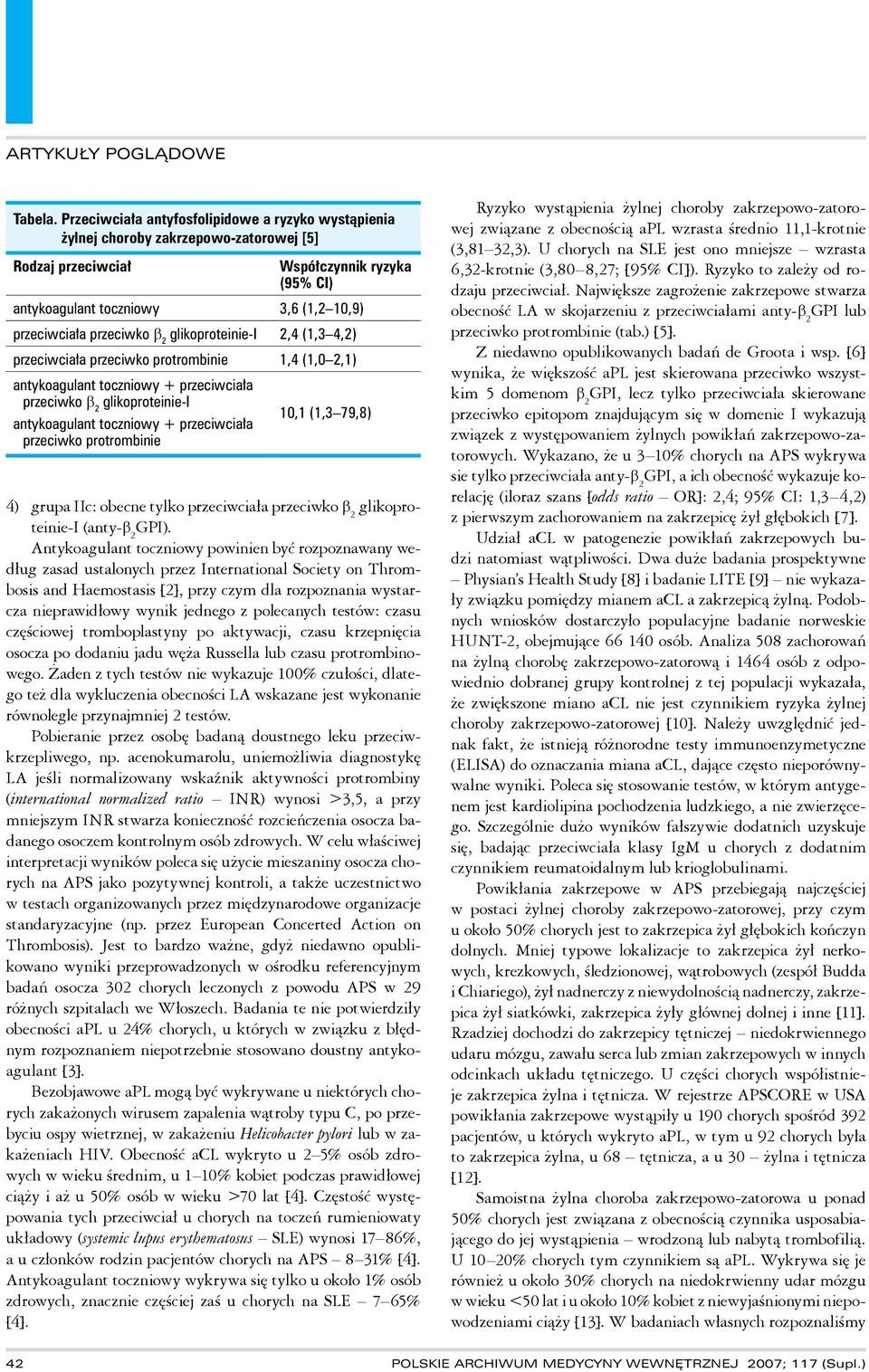 przeciwko β 2 glikoproteinie-i 2,4 (1,3 4,2) przeciwciała przeciwko protrombinie 1,4 (1,0 2,1) antykoagulant toczniowy + przeciwciała przeciwko β 2 glikoproteinie-i antykoagulant toczniowy +