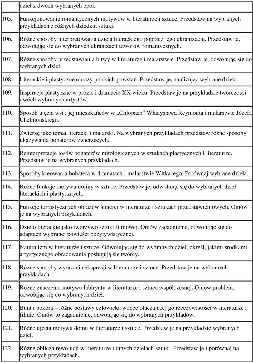 Różne sposoby przedstawiania bitwy w literaturze i malarstwie. Przedstaw je, odwołując się do wybranych dzieł. 108. Literackie i plastyczne obrazy polskich powstań.