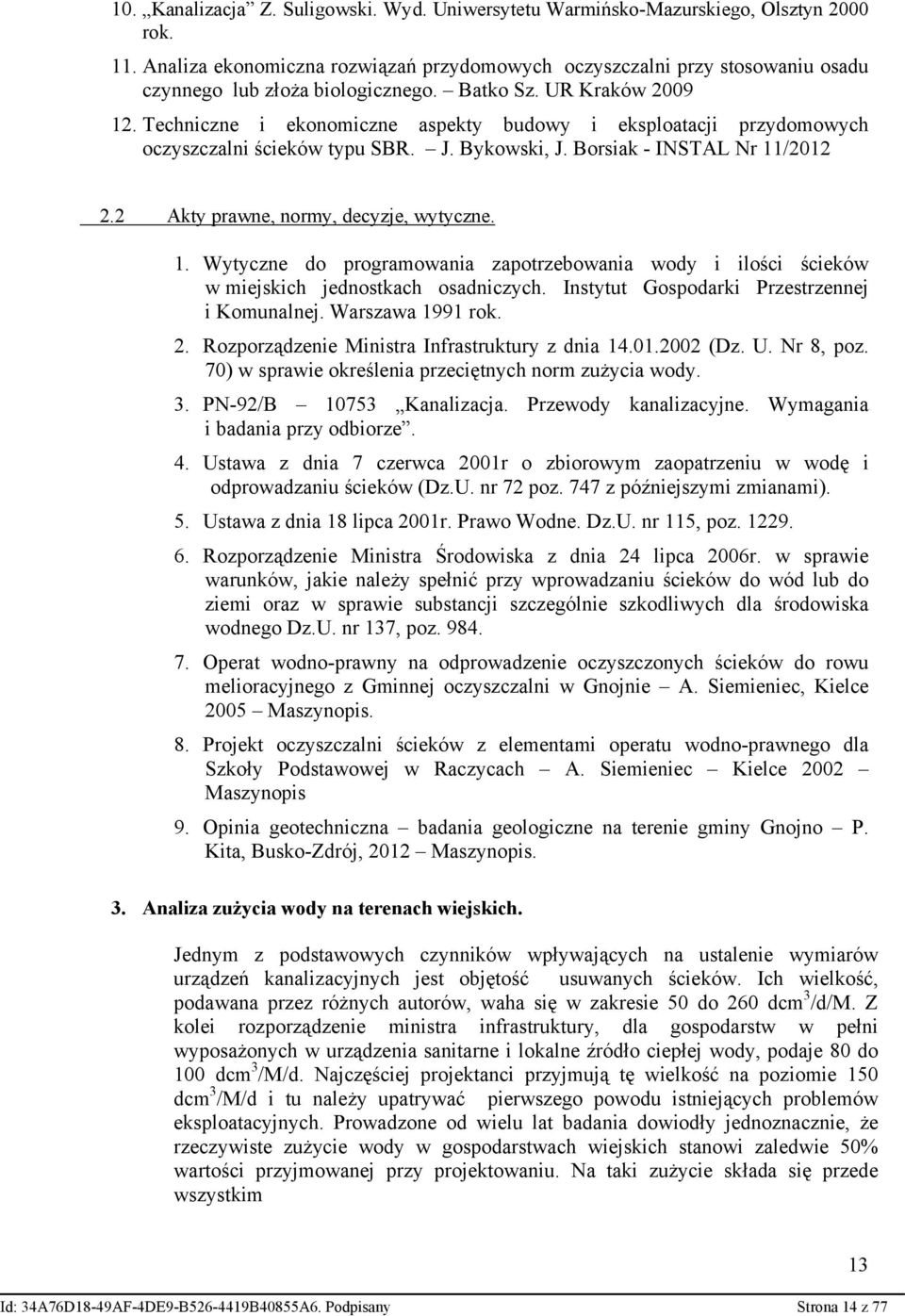 Techniczne i ekonomiczne aspekty budowy i eksploatacji przydomowych oczyszczalni ścieków typu SBR. J. Bykowski, J. Borsiak - INSTAL Nr 11