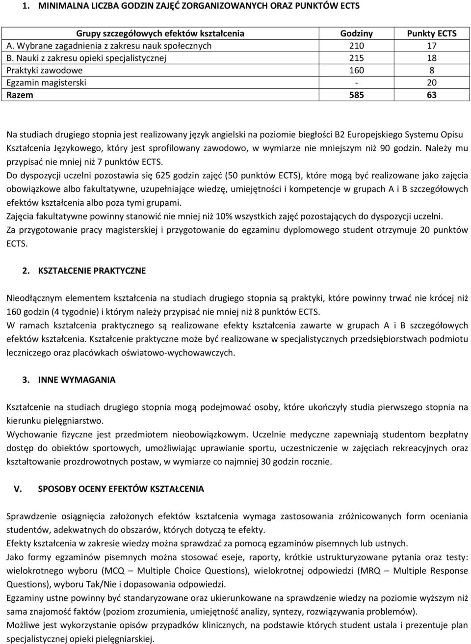 Europejskiego Systemu Opisu Kształcenia Językowego, który jest sprofilowany zawodowo, w wymiarze nie mniejszym niż 90 godzin. Należy mu przypisać nie mniej niż 7 punktów ECTS.