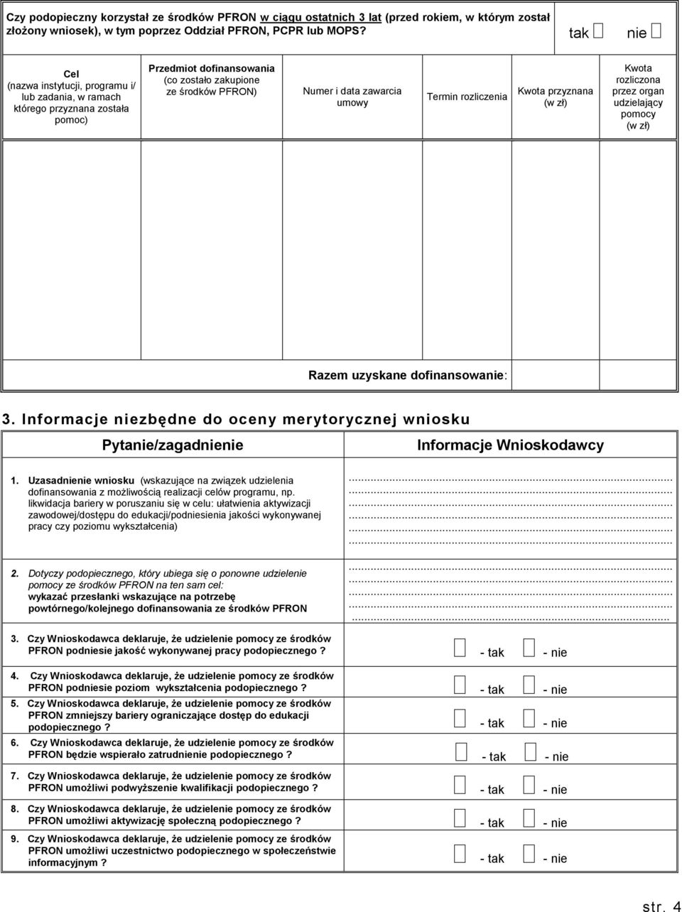 rozliczenia Kwota przyznana (w zł) Kwota rozliczona przez organ udzielający pomocy (w zł) Razem uzyskane dofinansowanie: 3.