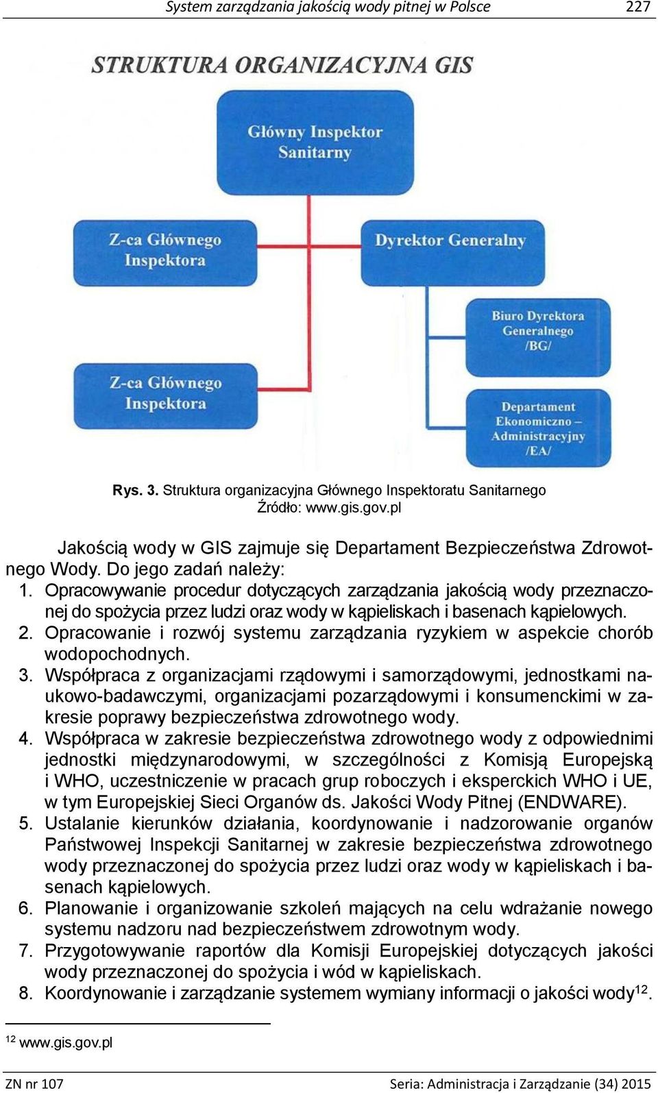 Opracowywanie procedur dotyczących zarządzania jakością wody przeznaczonej do spożycia przez ludzi oraz wody w kąpieliskach i basenach kąpielowych. 2.