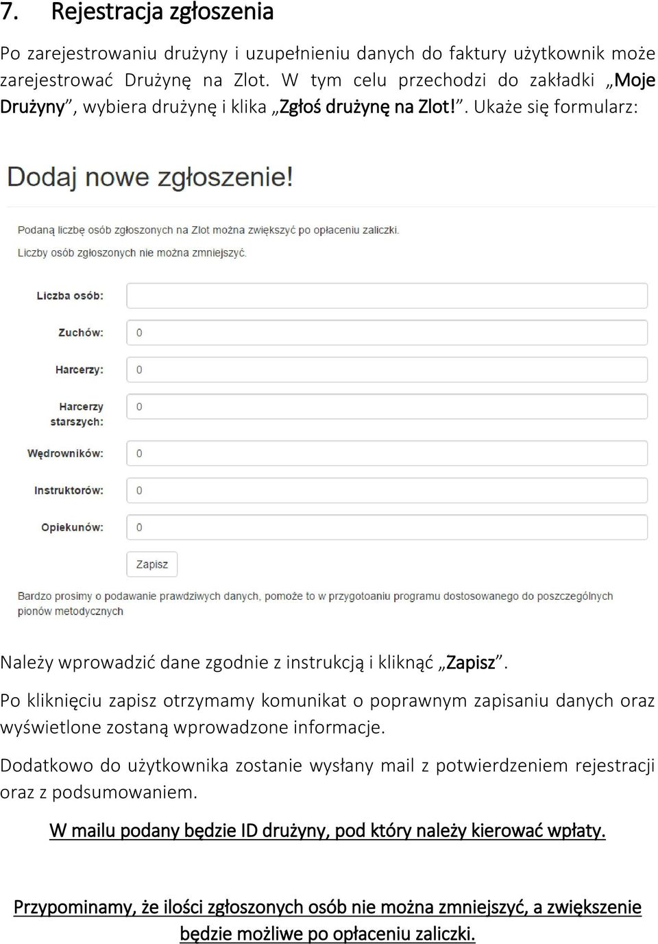 Po kliknięciu zapisz otrzymamy komunikat o poprawnym zapisaniu danych oraz wyświetlone zostaną wprowadzone informacje.