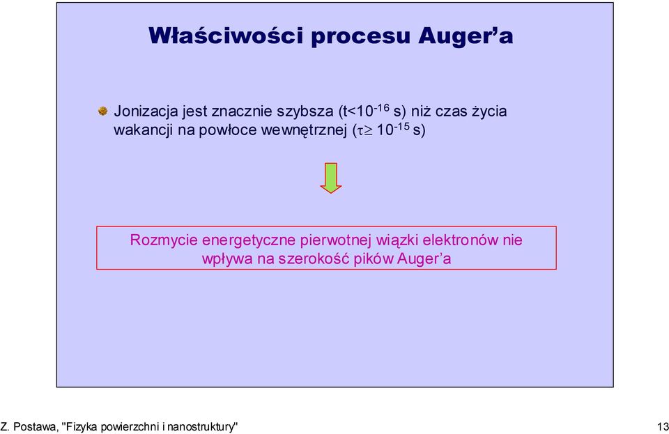 s) Rozmycie energetyczne pierwotnej wiązki elektronów nie wpływa na