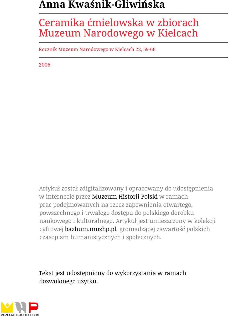 Narodowego w Kielcach Rocznik