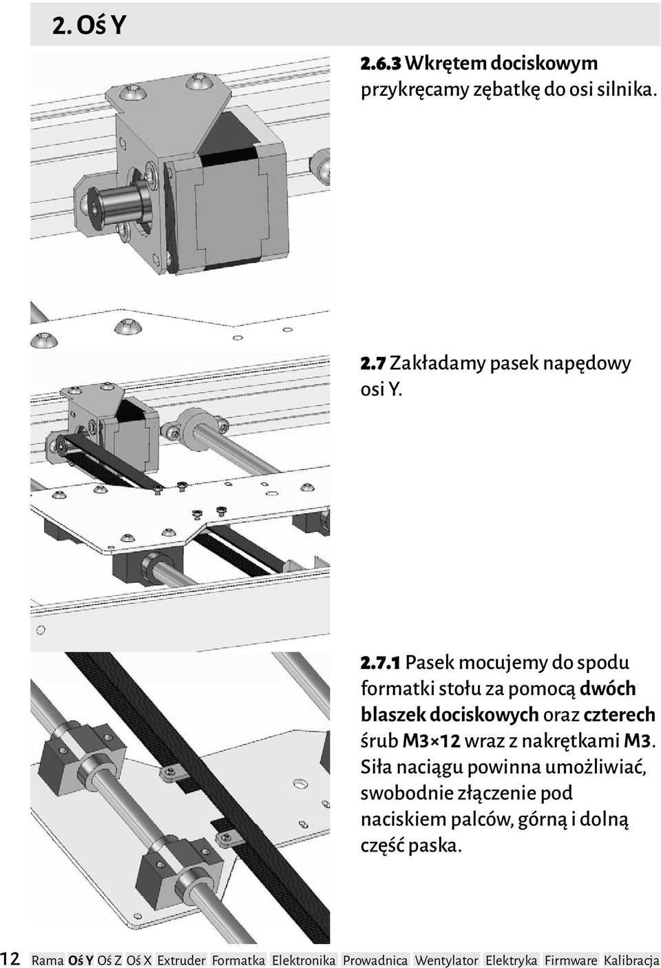 oraz czterech śrub M3 12 wraz z nakrętkami M3.