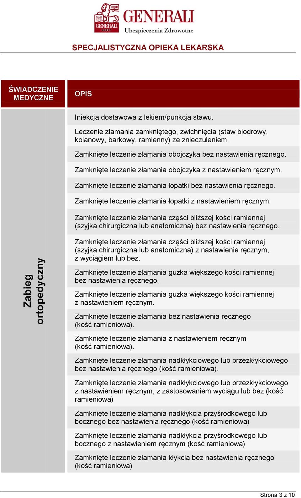 złamania części bliższej kości ramiennej (szyjka chirurgiczna lub anatomiczna) bez nastawienia Zamknięte leczenie złamania części bliższej kości ramiennej (szyjka chirurgiczna lub anatomiczna) z