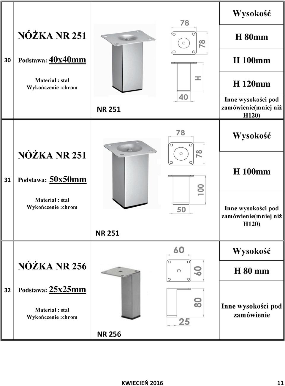 50x50mm H 100mm 256 NR 251 zamówienie(mniej niż