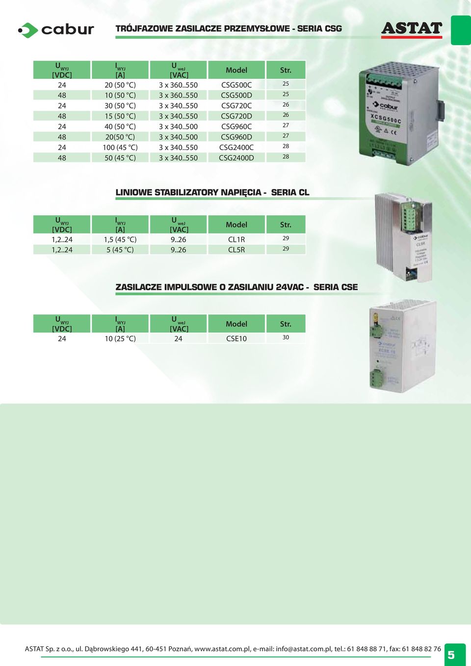 .500 CSG960D 27 24 100 (45 C) 3 x 340..550 CSG2400C 28 48 50 (45 C) 3 x 340.