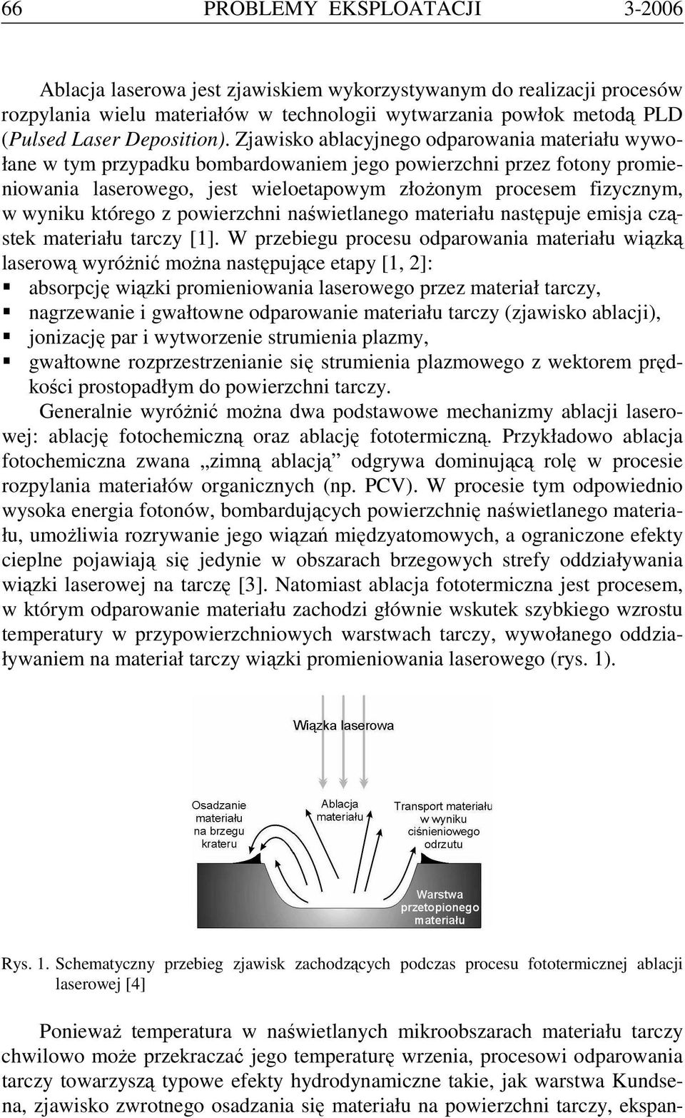 Zjawisko ablacyjnego odparowania materiału wywołane w tym przypadku bombardowaniem jego powierzchni przez fotony promieniowania laserowego, jest wieloetapowym złożonym procesem fizycznym, w wyniku