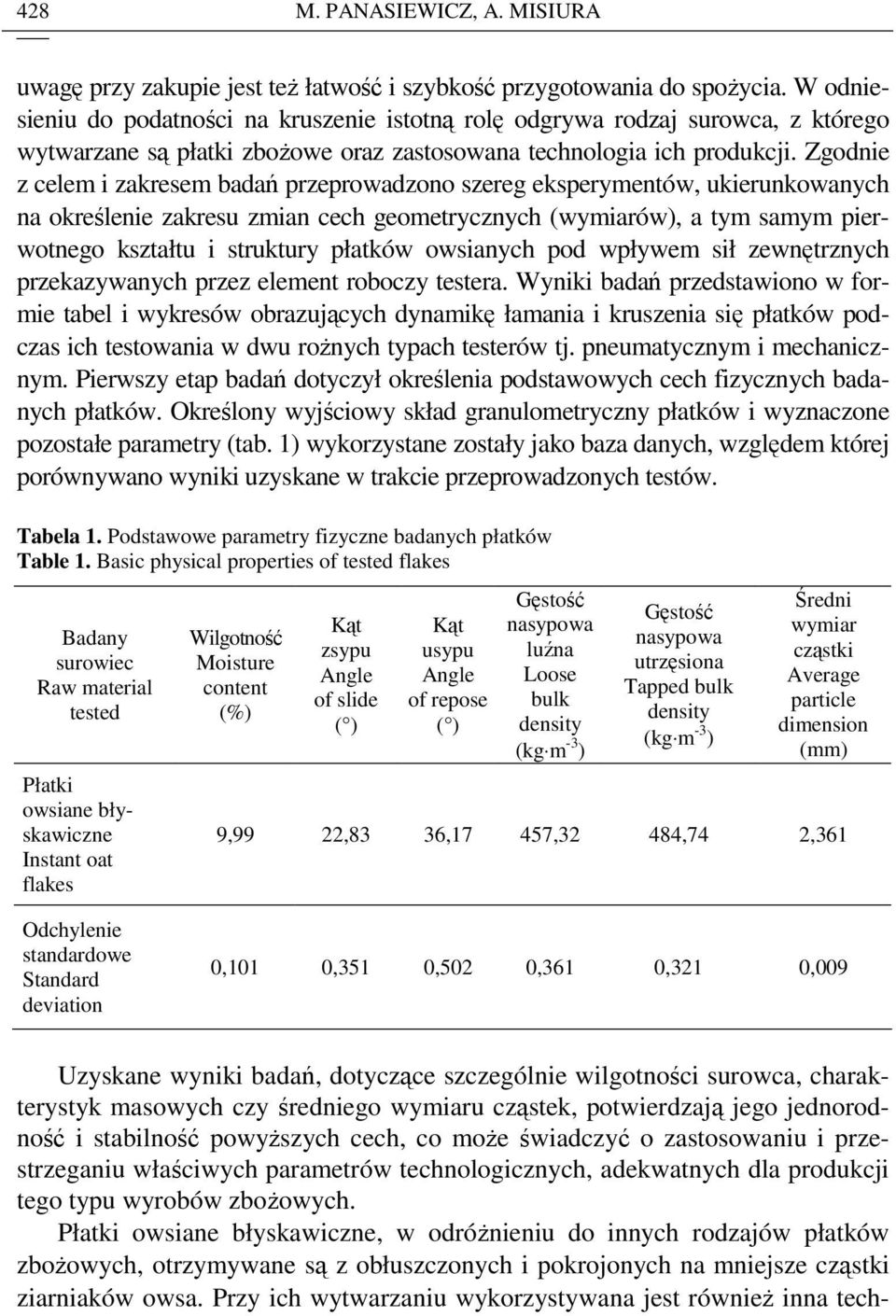 Zgodnie z celem i zkresem bdń przeprowdzono szereg eksperymentów, ukierunkownych n określenie zkresu zmin cech geometrycznych (wymirów), tym smym pierwotnego ksztłtu i struktury płtków owsinych pod