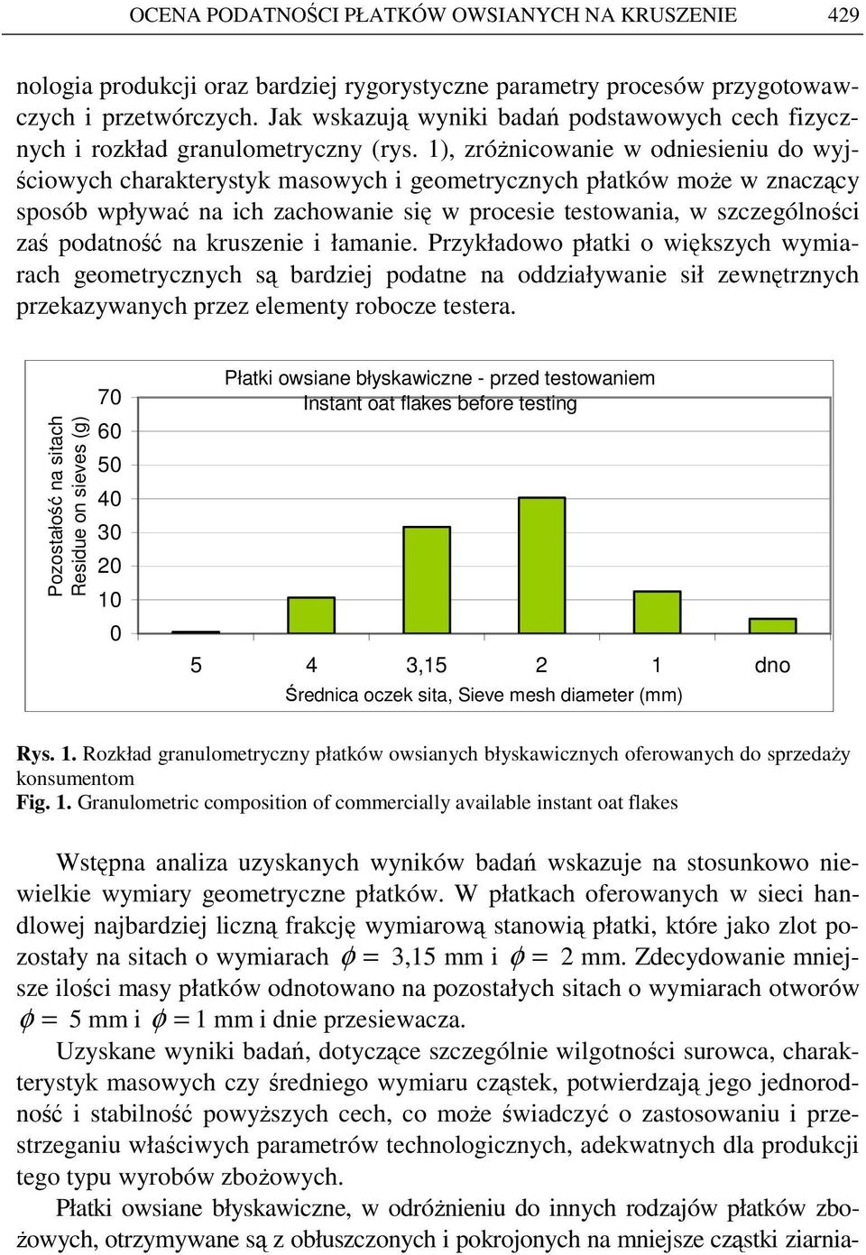 1), zróŝnicownie w odniesieniu do wyjściowych chrkterystyk msowych i geometrycznych płtków moŝe w znczący sposób wpływć n ich zchownie się w procesie testowni, w szczególności zś podtność n kruszenie