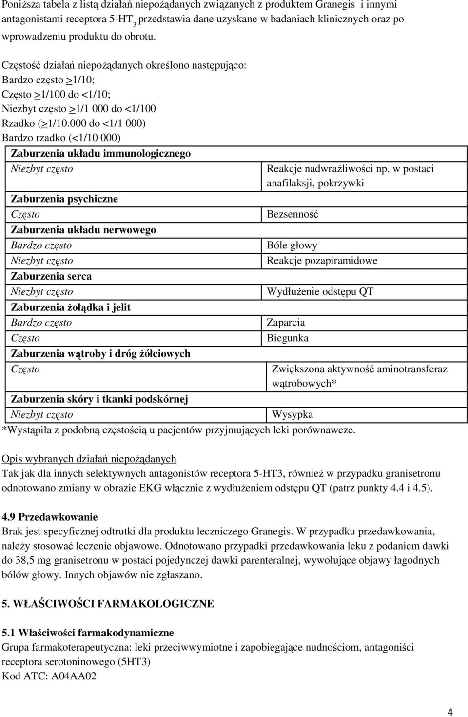 000 do <1/1 000) Bardzo rzadko (<1/10 000) Zaburzenia układu immunologicznego Niezbyt często Zaburzenia psychiczne Często Zaburzenia układu nerwowego Bardzo często Niezbyt często Zaburzenia serca