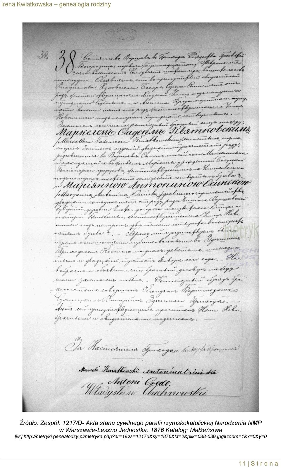 1876 Katalog: Małżeństwa [w:] http://metryki.genealodzy.