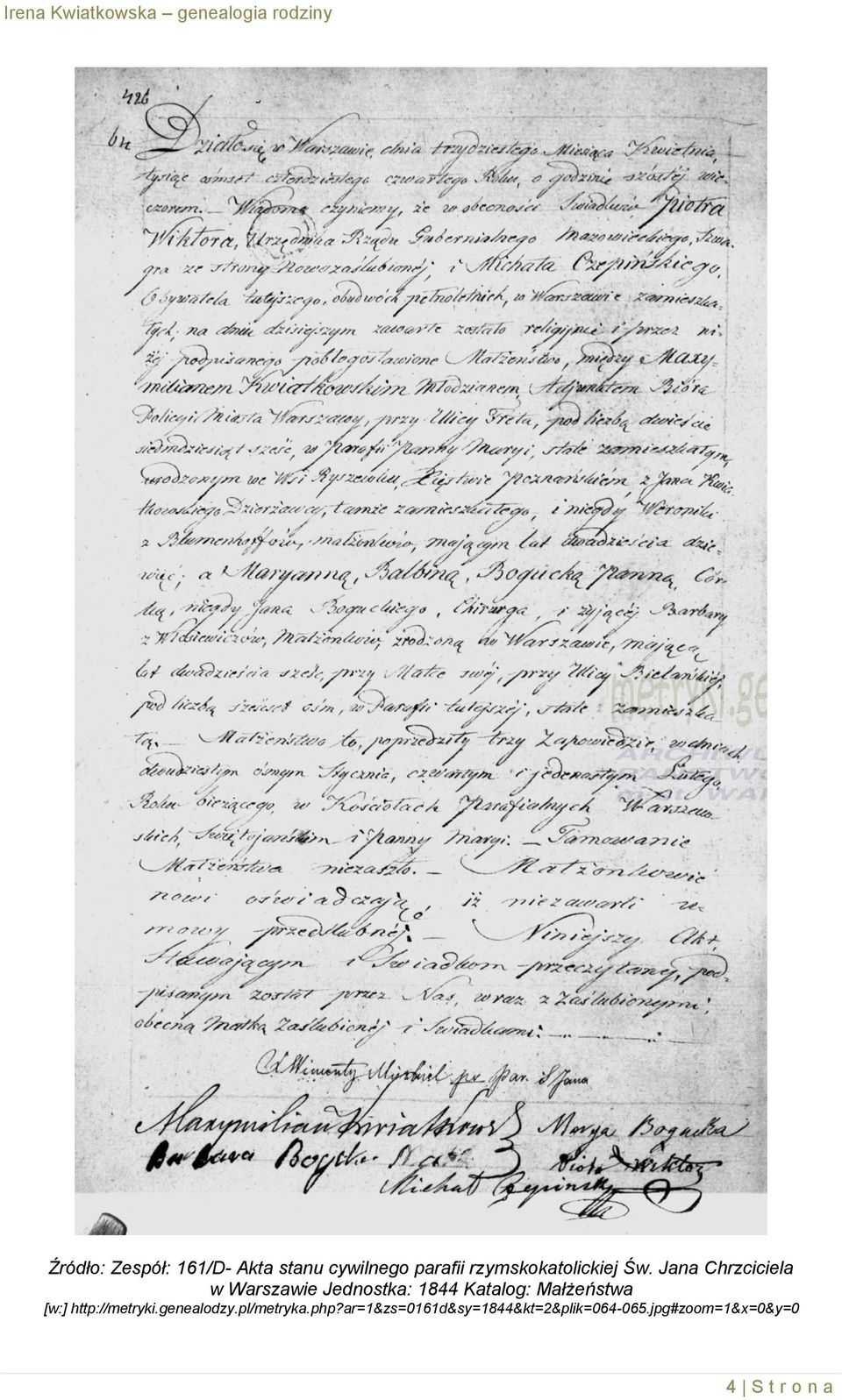 Jana Chrzciciela w Warszawie Jednostka: 1844 Katalog: Małżeństwa