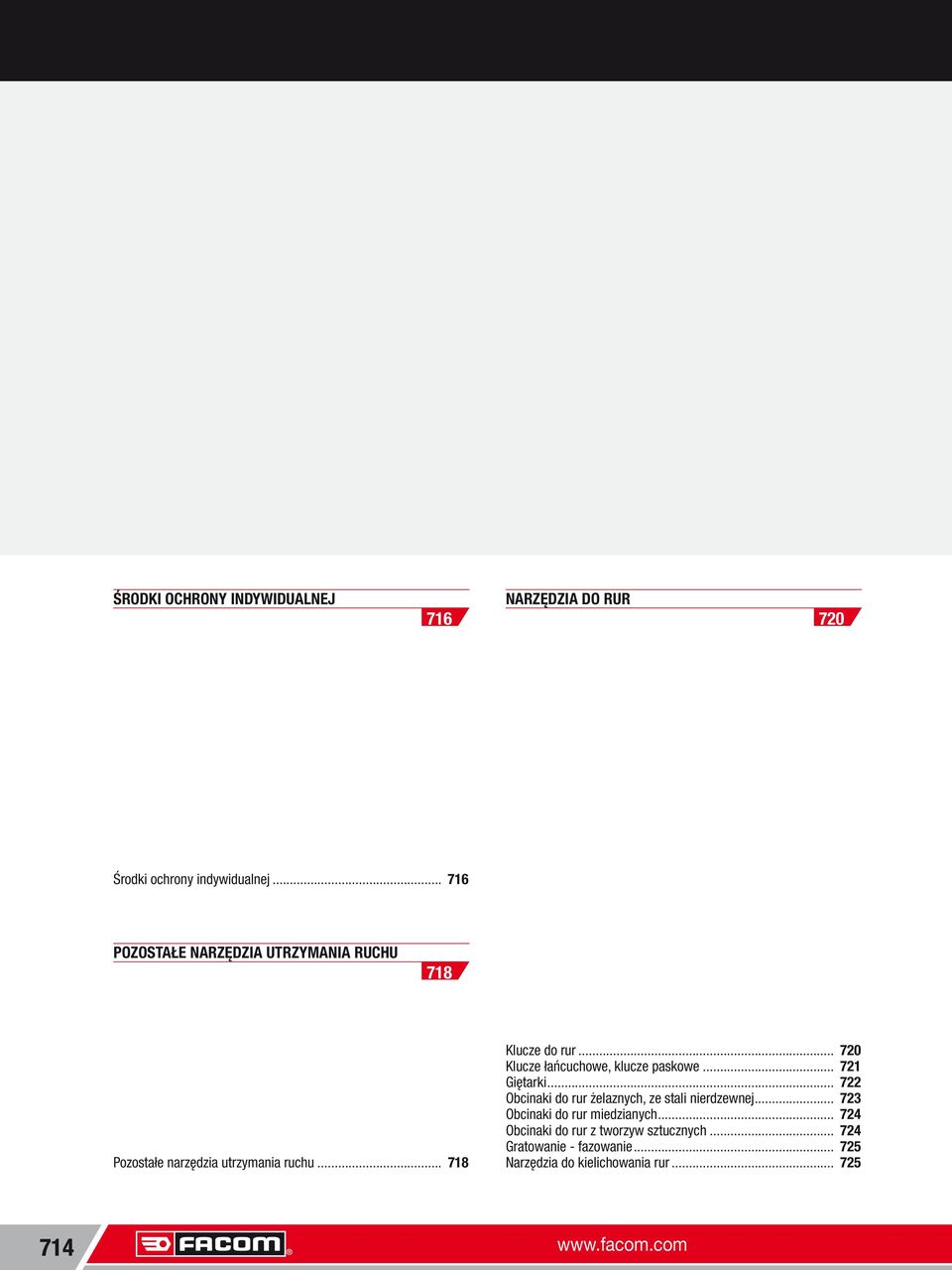 .. 720 Klucze łańcuchowe, klucze paskowe... 721 Giętarki... 722 Obcinaki do rur żelaznych, ze stali nierdzewnej.