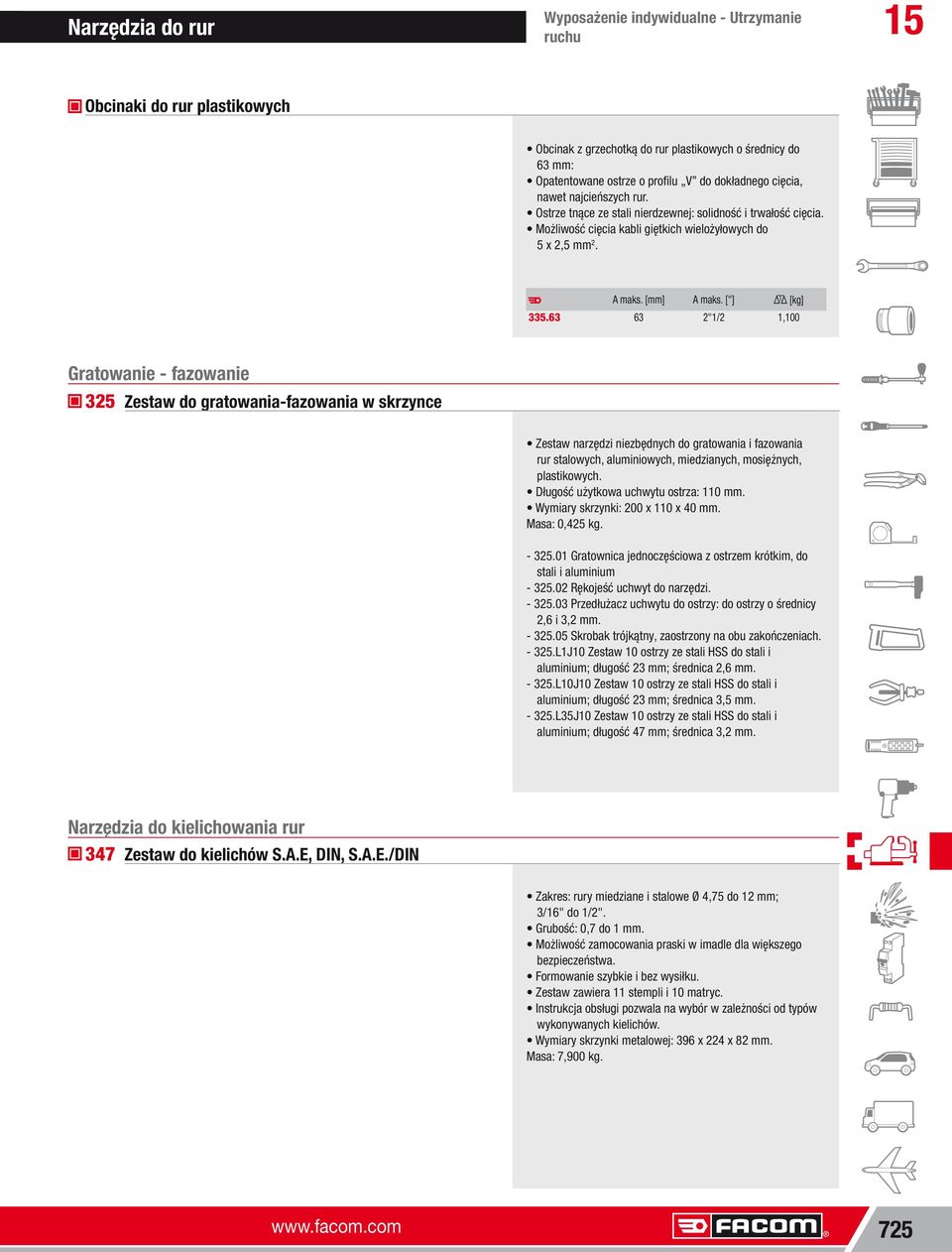 63 Gratowanie fazowanie 325 Zestaw do gratowaniafazowania w skrzynce rur stalowych, aluminiowych,