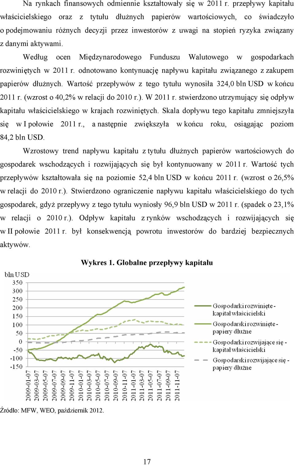Według ocen Międzynarodowego Funduszu Walutowego w gospodarkach rozwiniętych w 2011 r. odnotowano kontynuację napływu kapitału związanego z zakupem papierów dłużnych.