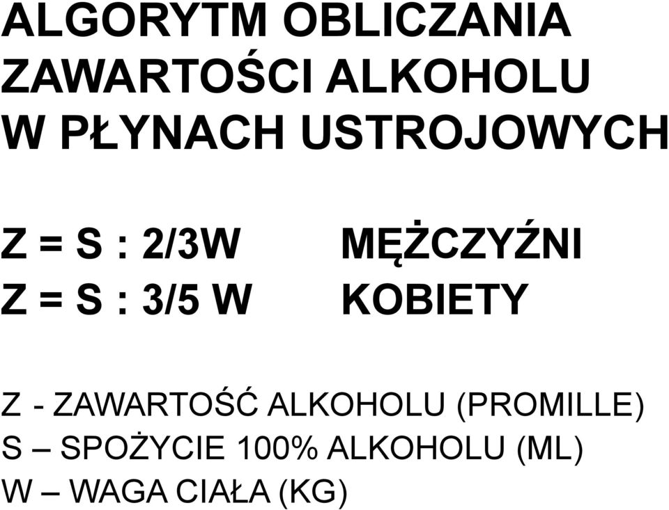 MĘŻCZYŹNI KOBIETY Z - ZAWARTOŚĆ ALKOHOLU