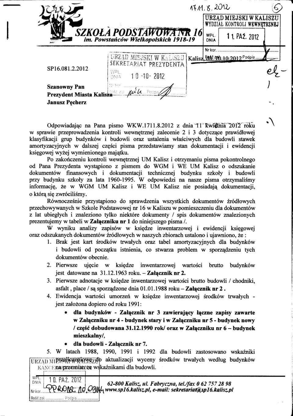 2012 z dniall"kwi'flmia"'20f2-"roku w sprawie przeprowadzenia kontroli wewnetrznej zalecenie 2 i 3 dotyczace prawidlowej klasyfikacji grup budynków i budowli oraz ustalenia wlasciwych dla budowli