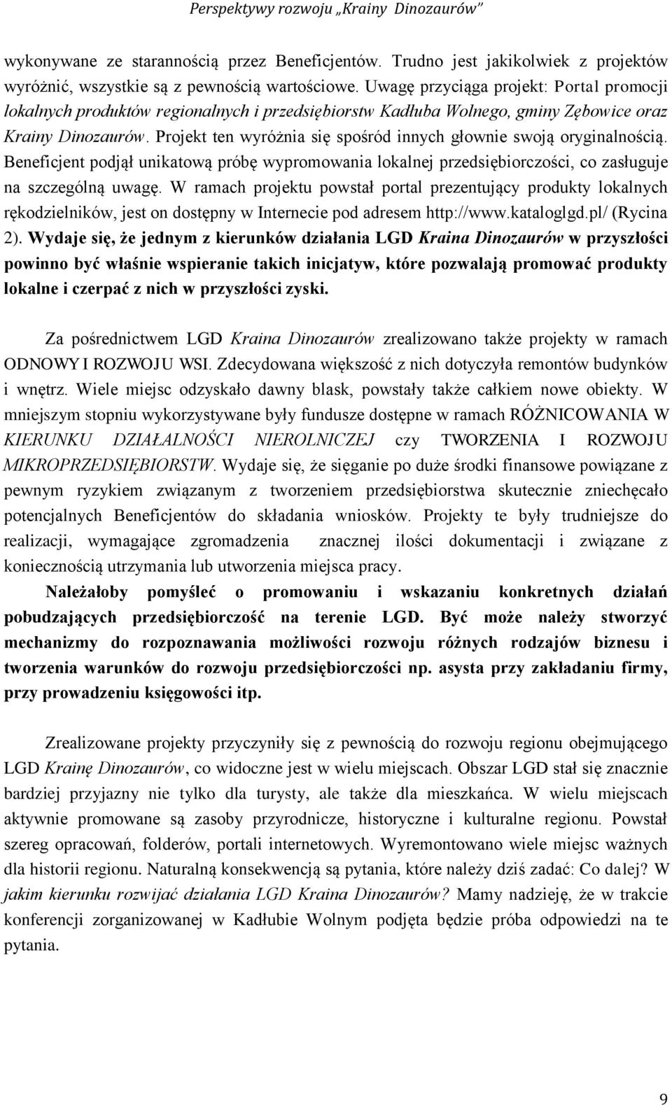 Projekt ten wyróżnia się spośród innych głownie swoją oryginalnością. Beneficjent podjął unikatową próbę wypromowania lokalnej przedsiębiorczości, co zasługuje na szczególną uwagę.