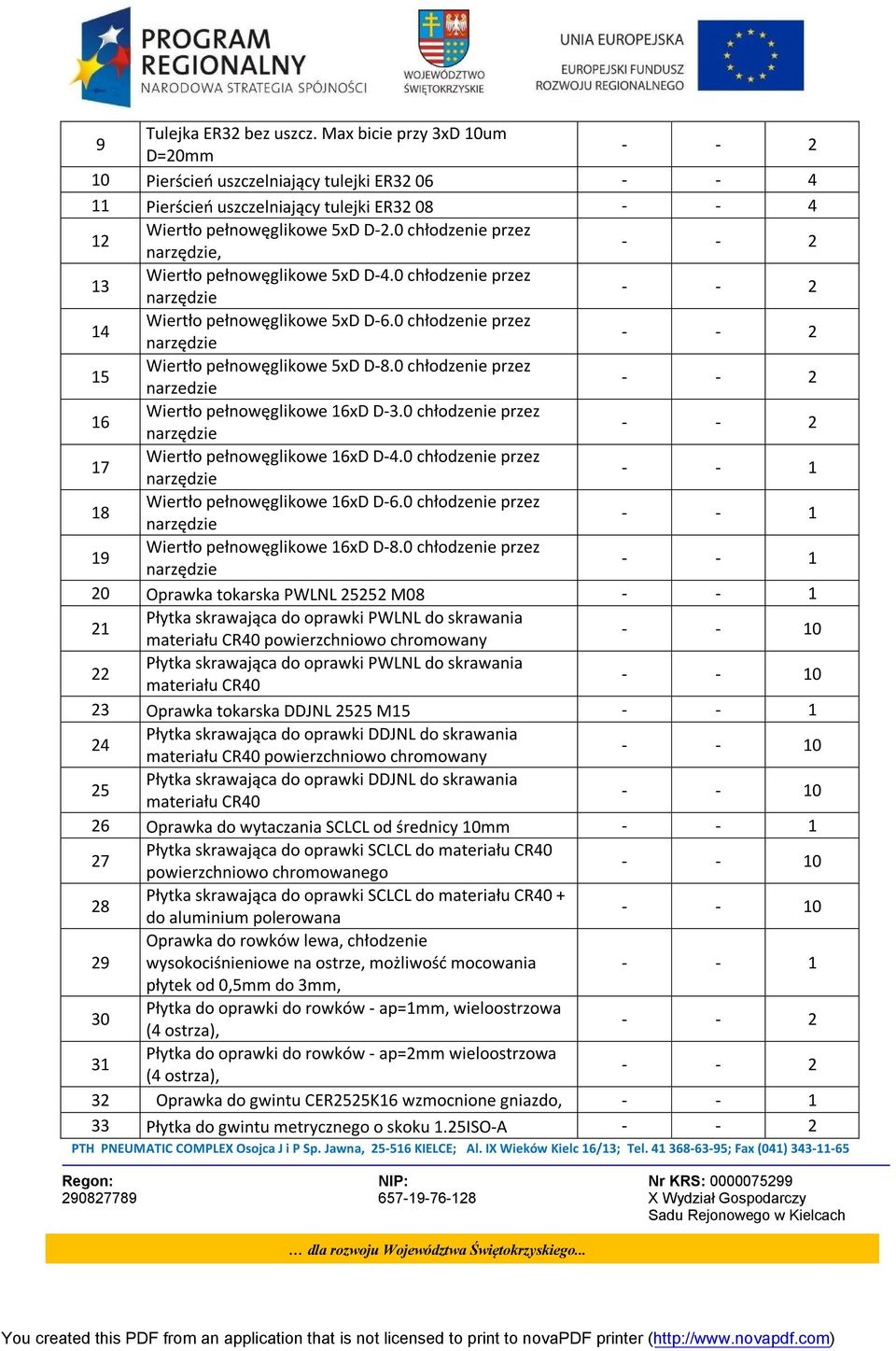 0 chłodzenie przez narzedzie 2 16 Wiertło pełnowęglikowe 16xD D3.0 chłodzenie przez narzędzie 2 17 Wiertło pełnowęglikowe 16xD D4.0 chłodzenie przez narzędzie 18 Wiertło pełnowęglikowe 16xD D6.