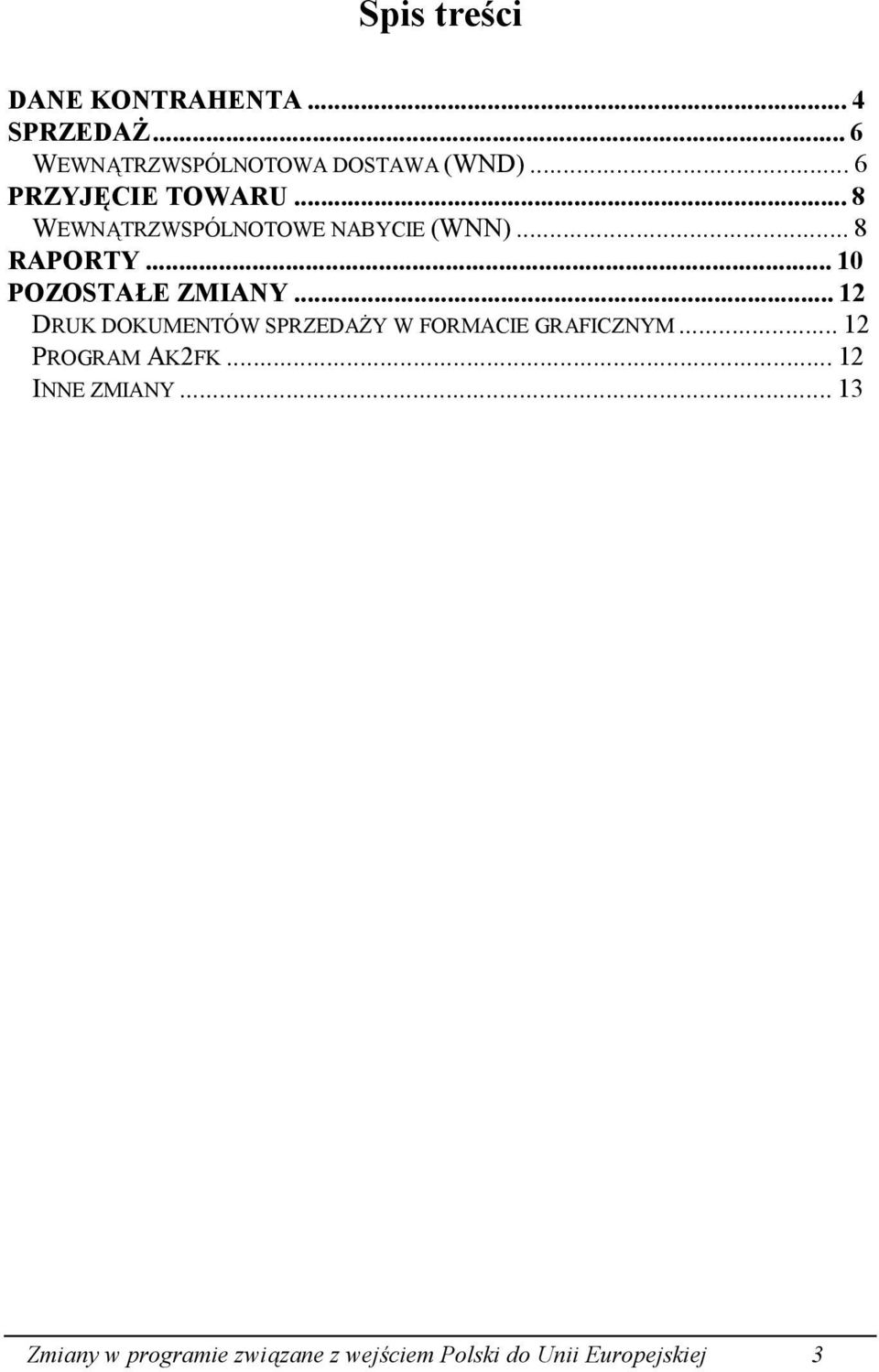 ..10 POZOSTAŁE ZMIANY...12 DRUK DOKUMENTÓW SPRZEDAŻY W FORMACIE GRAFICZNYM.