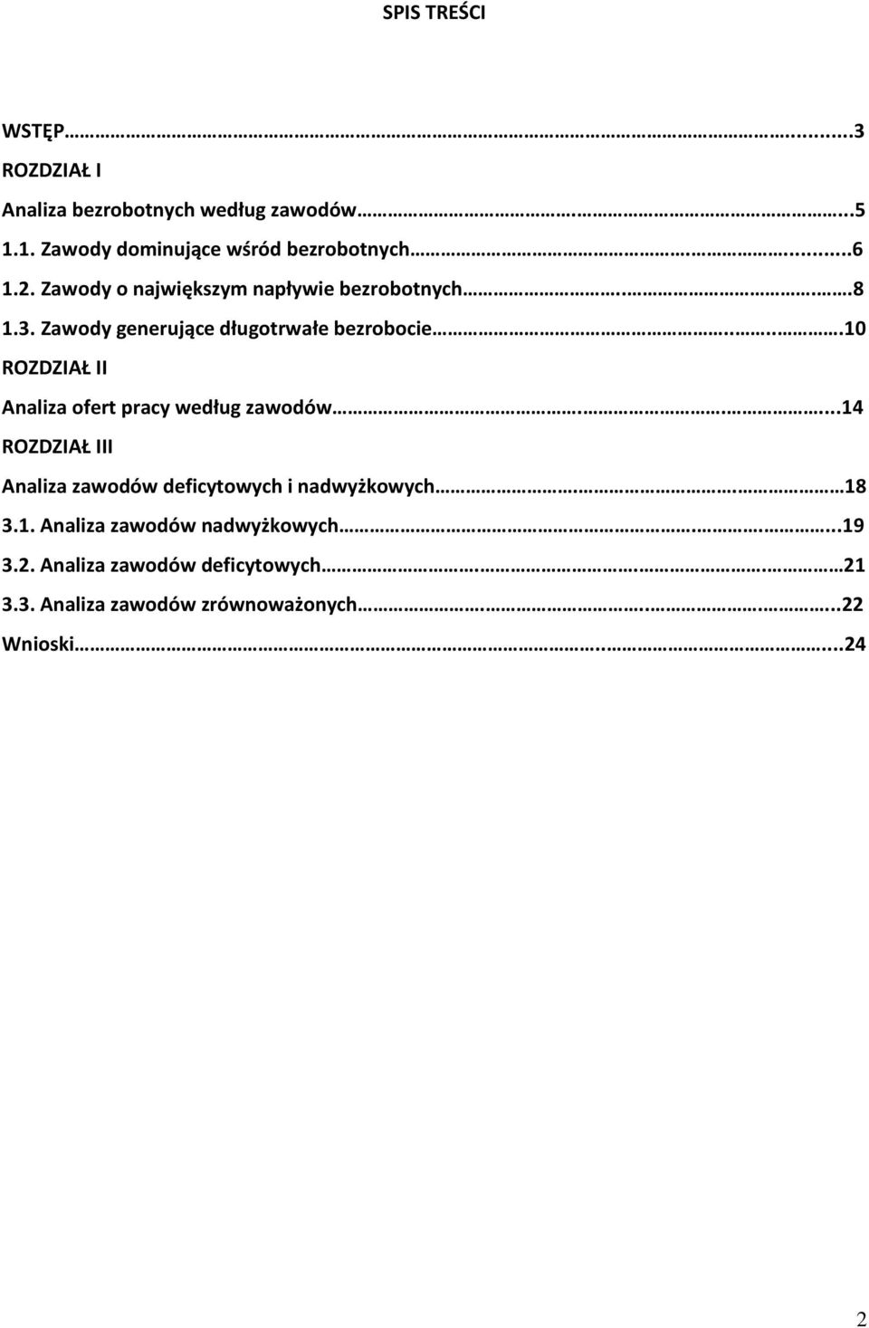 ....10 ROZDZIAŁ II Analiza ofert pracy według zawodów.....14 ROZDZIAŁ III Analiza zawodów deficytowych i nadwyżkowych.