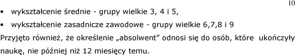 9 Przyjęto również, że oreślenie absolwent odnosi się