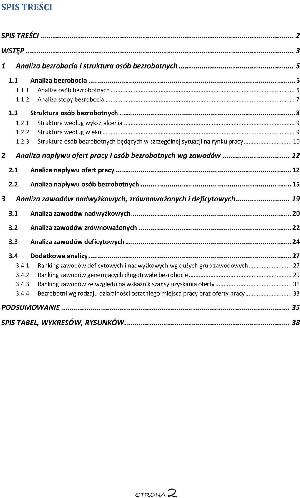 .. 10 2 Analiza napływu ofert pracy i osób bezrobotnych wg zawodów... 12 2.1 Analiza napływu ofert pracy...12 2.2 Analiza napływu osób bezrobotnych.