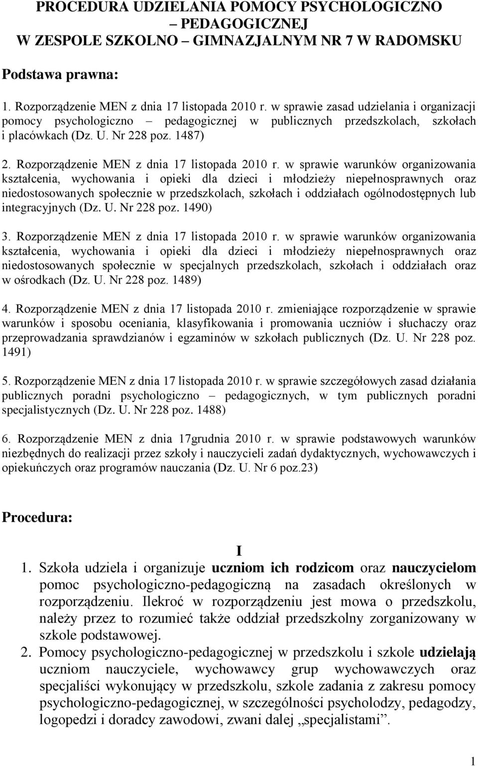 Rozporządzenie MEN z dnia 17 listopada 2010 r.