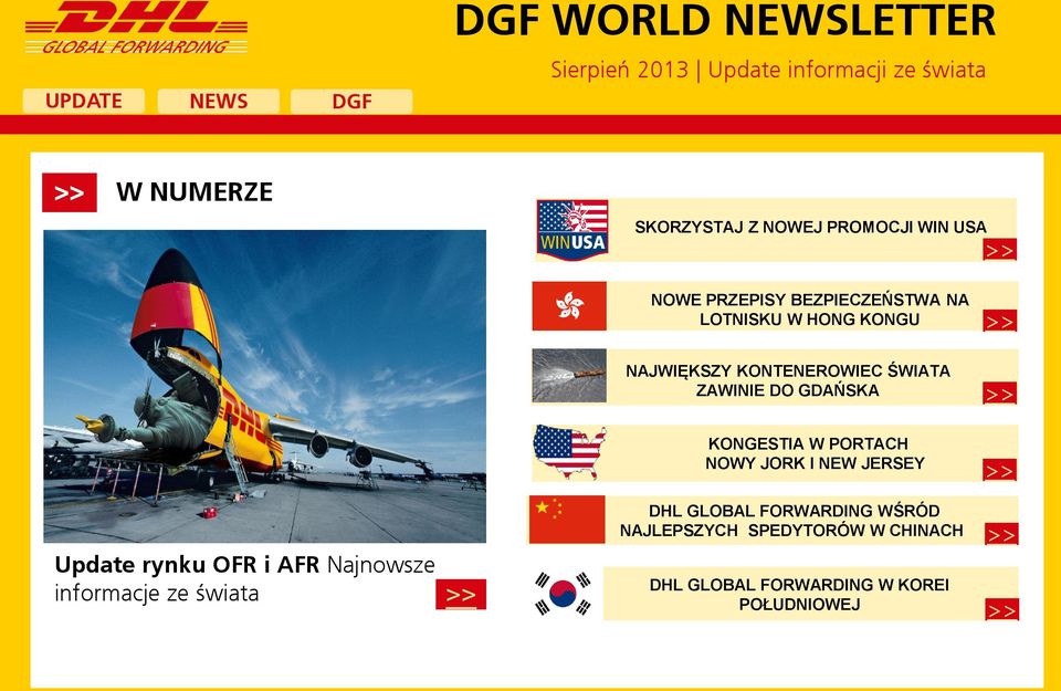 NOWY JORK I NEW JERSEY >> >> Update rynku OFR i AFR Najnowsze informacje ze świata >> DHL GLOBAL