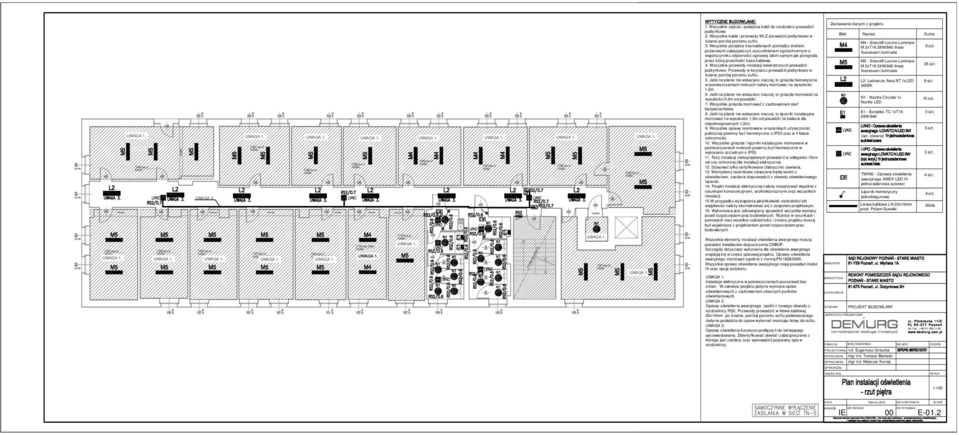 kablowa. 4. Wszystkie przewody instalacji wewnętrznych prowadzić podtynkowo. Przewody w korytarzu prowadzić podtynkowo w 5.