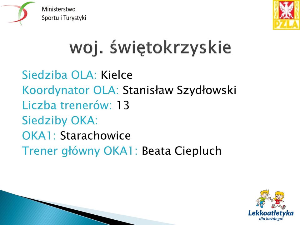 trenerów: 13 Siedziby OKA: OKA1: