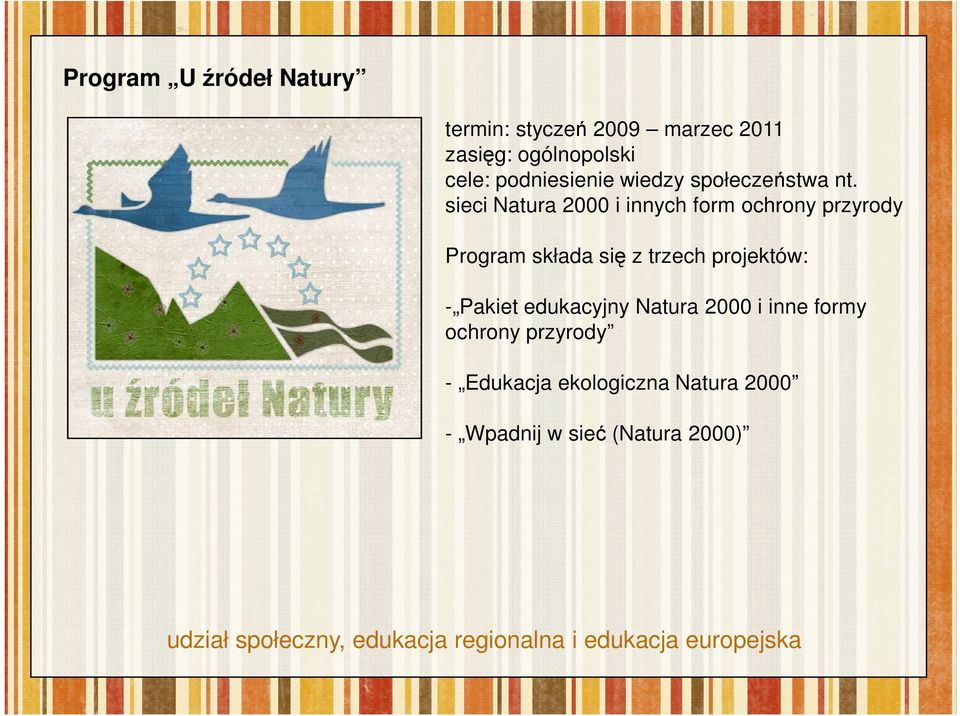 sieci Natura 2000 i innych form ochrony przyrody Program składa się z trzech projektów: - Pakiet