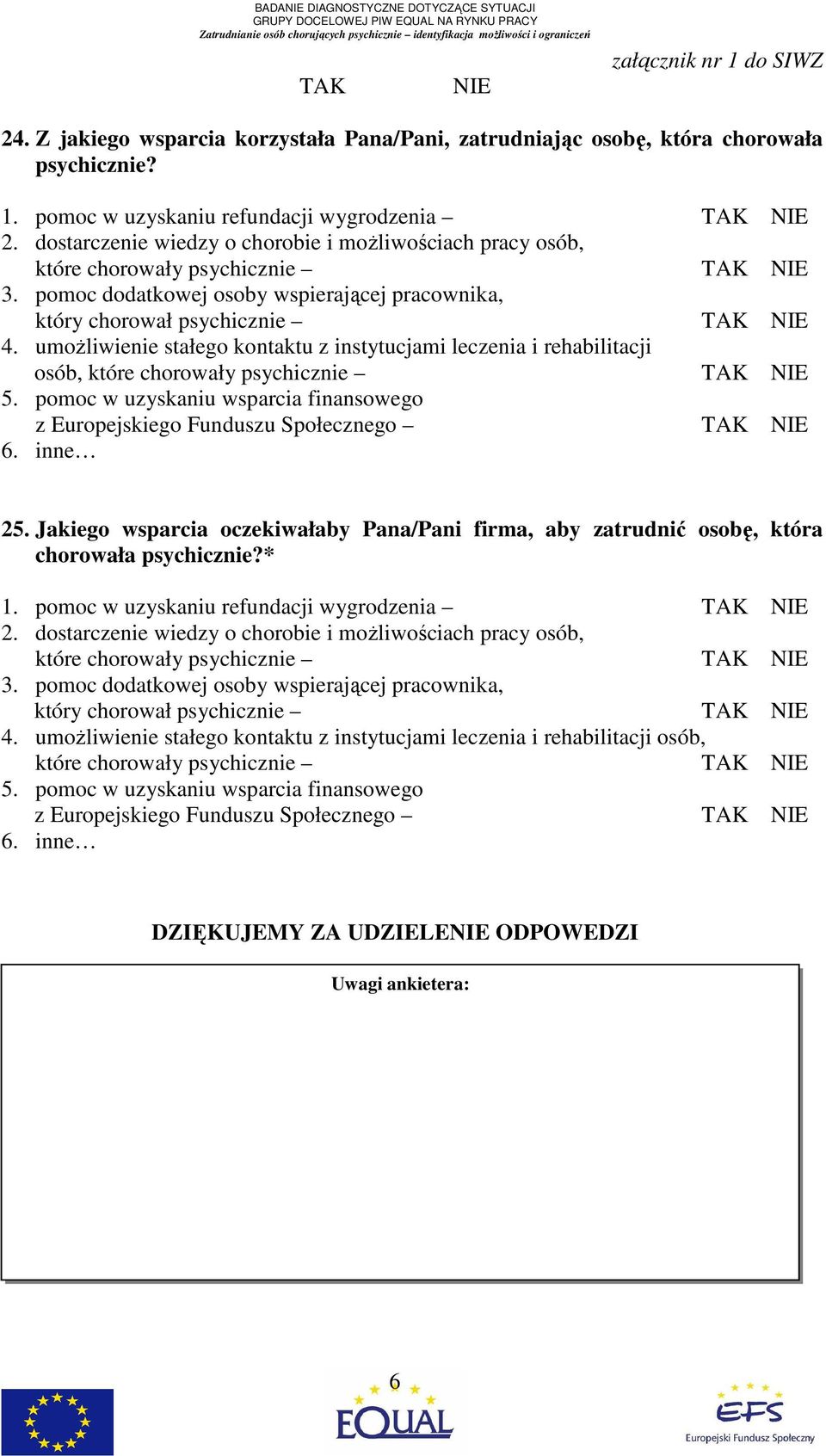 umoŝliwienie stałego kontaktu z instytucjami leczenia i rehabilitacji osób, które chorowały psychicznie TAK NIE 5.
