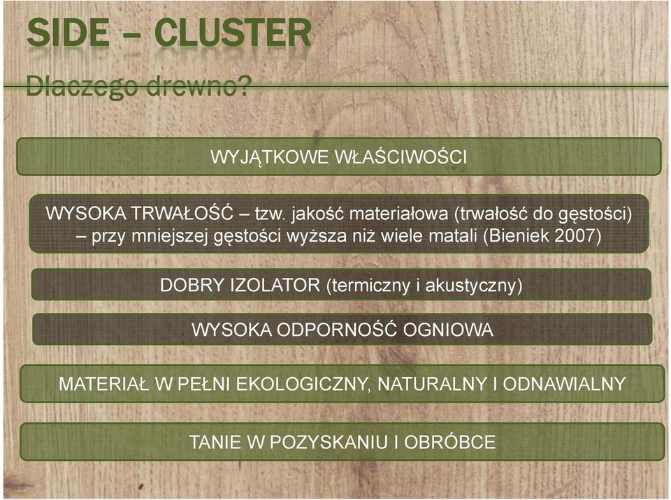 wiele matali (Bieniek 2007) DOBRY IZOLATOR (termiczny i akustyczny) WYSOKA